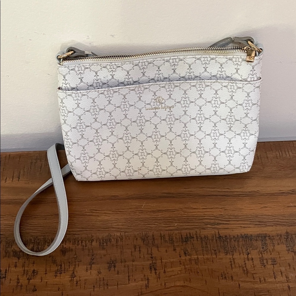 Nanette Lepore Cream and Gray Patterned Crossbody Purse NWOT